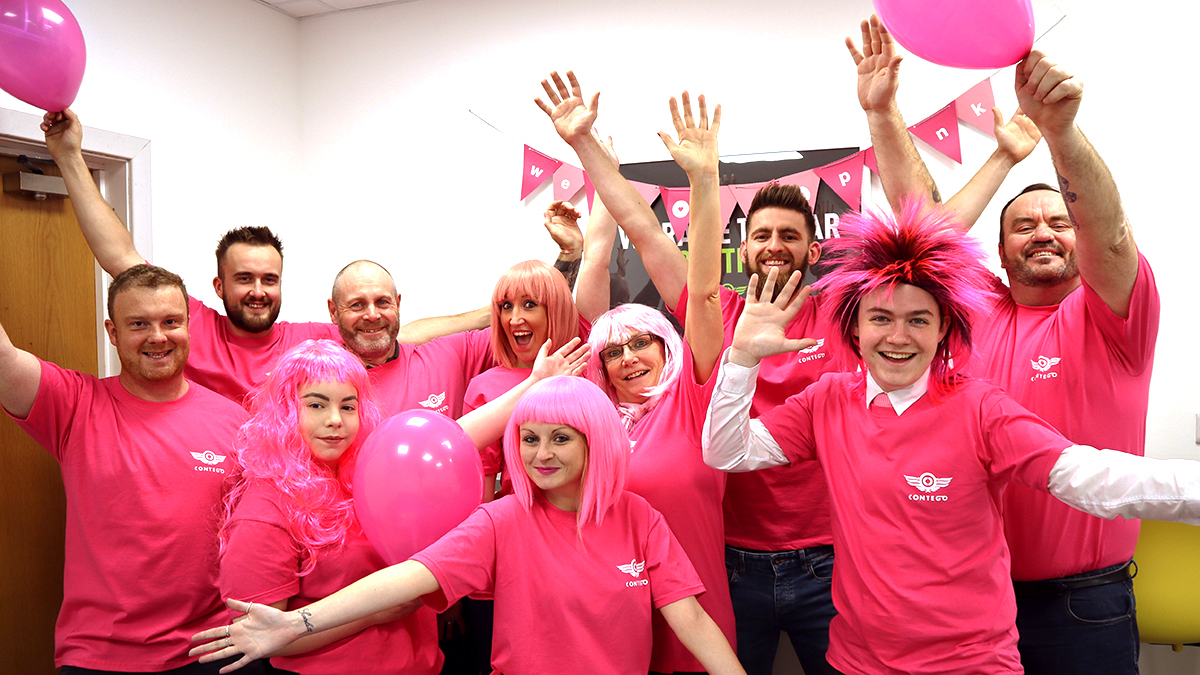 Contego go pink for cancer Contego's head office team taking part in 'Wear It Pink Day' for Breast Cancer Now.